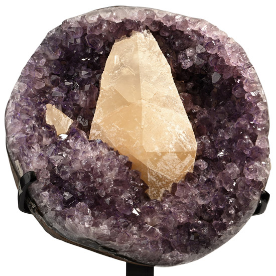Amethyst Crystal Display with Calcite