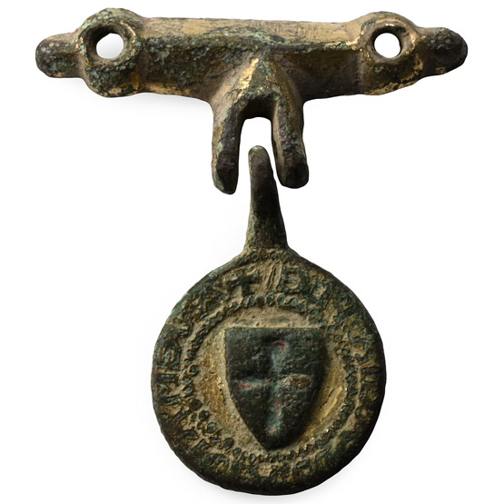 Medieval Knights Gilt Bronze Heraldic Horse Harness Pendant and Hanger