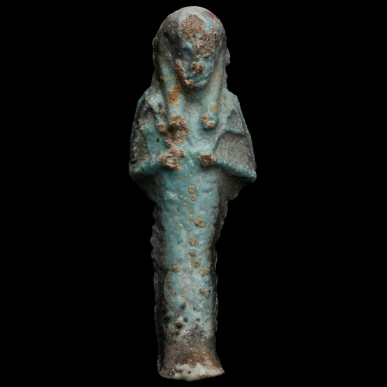 Egyptian Blue-Glazed Faience Shabti