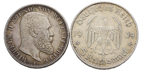 Group of Two [2] AR Two & Five German Marks.