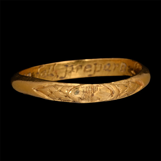 Post Medieval Gold Death calls man falls, prepare Decorated Memento Mori Ring