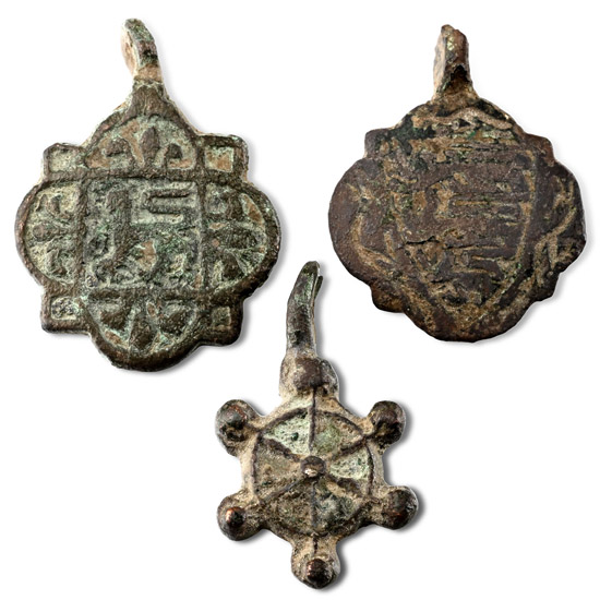 Medieval Knights Enamelled Bronze Heraldic Horse Harness Pendant Group