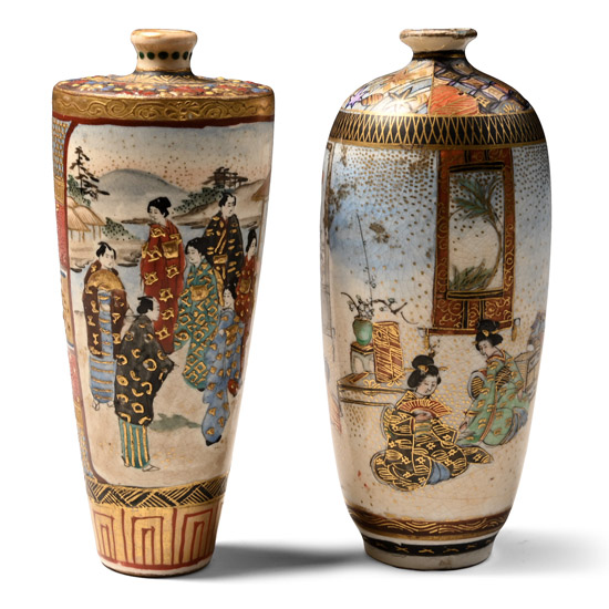 Satsuma Miniature Gilt Ceramic Vase Group