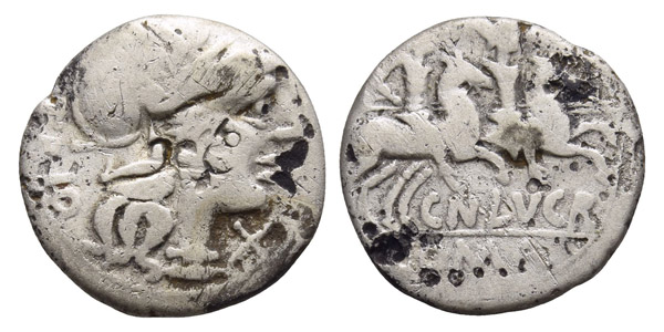 Cn. Lucretius Trio AR Plated Denarius.