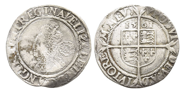 England. Tudor, Elizabeth I AR Sixpence.