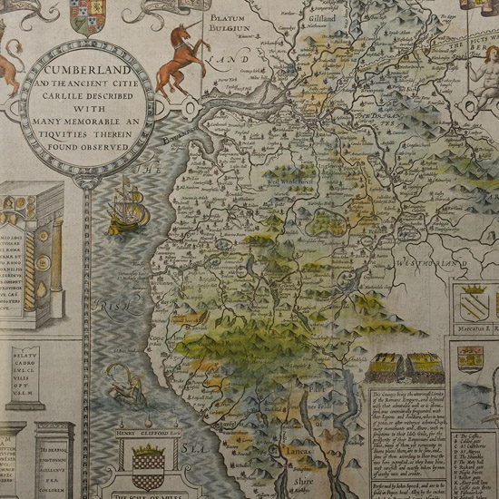 Hadrians Wall and Roman Antiquities Map by John Speed