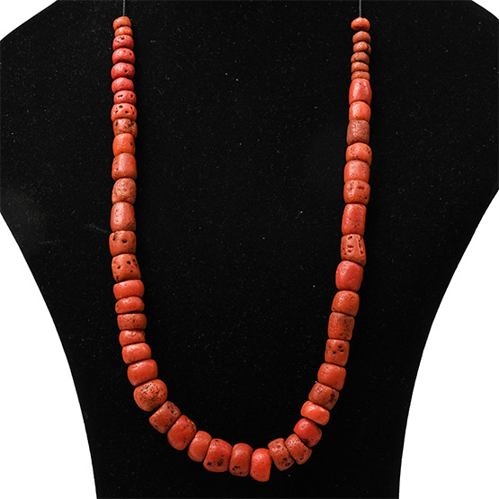 Western Asiatic Coral-Coloured Glass Bead Necklace String