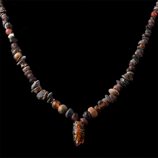 Roman Aubergine Glass and Other Bead Necklace String