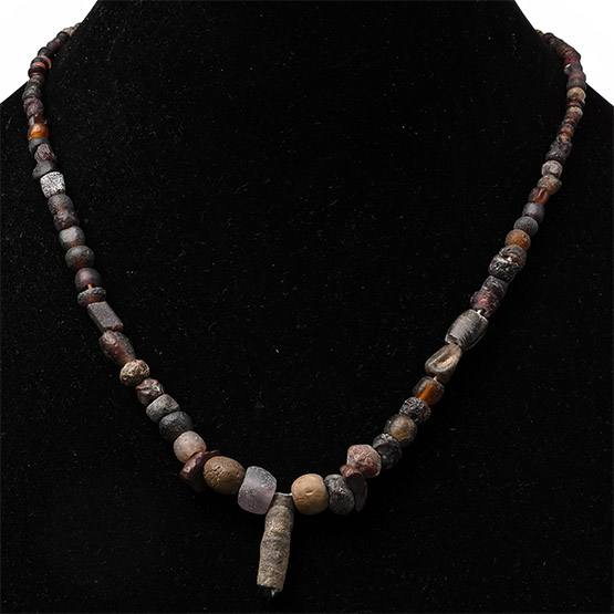 Roman Aubergine Glass and Other Bead Necklace String