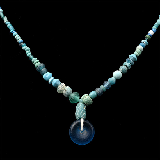 Achaemenid Blue Glass and Other Bead Necklace String