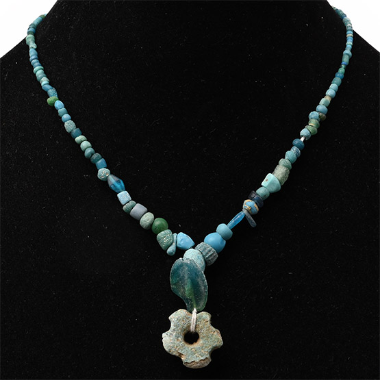 Achaemenid Blue Glass and Other Bead Necklace String