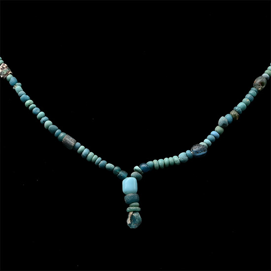 Achaemenid Blue Glass and Other Bead Necklace String