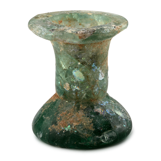 Roman Dark Green Glass Cotton-Reel Jar