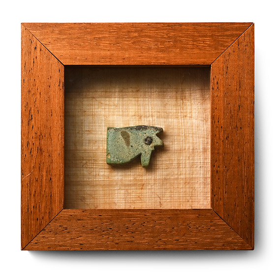 Framed Egyptian Faience Eye of Horus Amulet