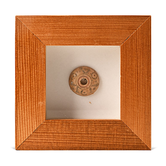 Framed Roman Decorated Stone Spindle Whorl