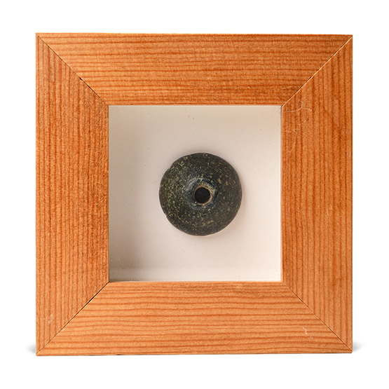 Framed Roman Black Stone Spindle Whorl