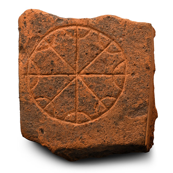 Roman Terracotta Tile Section with Circular Design