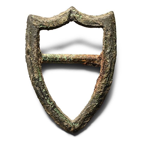 Medieval Bronze Shield-Shaped Buckle