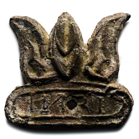 Medieval Pewter Pilgrims Badge with Crown and INRI
