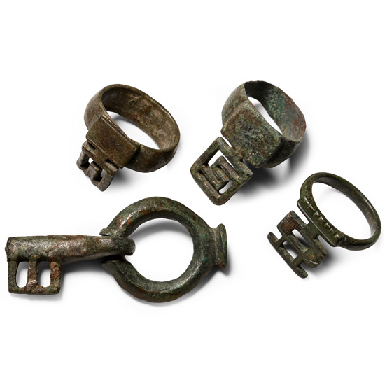 Roman Bronze Key Ring Group