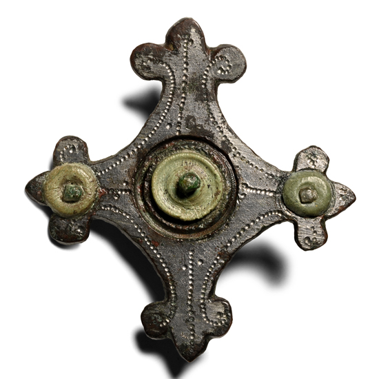 Roman Bronze Silvered Plate Brooch