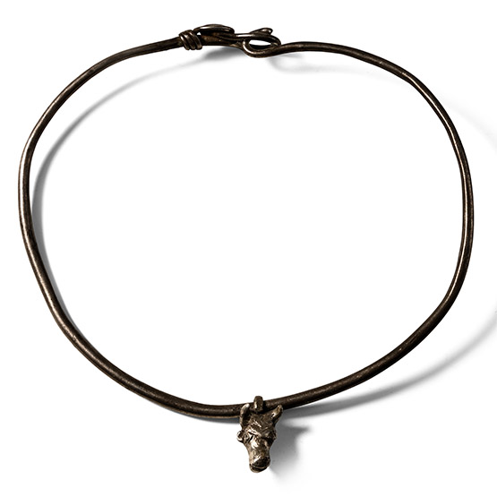 Roman Silver Neck Torc with Bulls Head Pendant