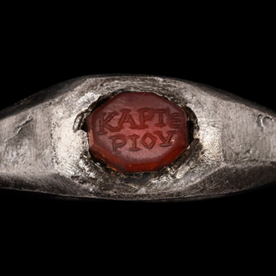 Roman Silver Ring with Carnelian Gemstone with Inscription