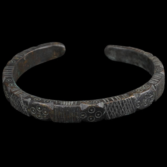 Large Roman Bronze Decorated Armilla Bracelet
