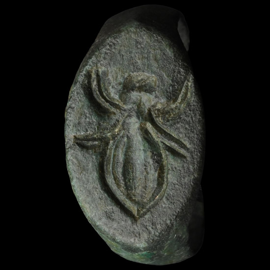 Greek Bronze Ring with Insect