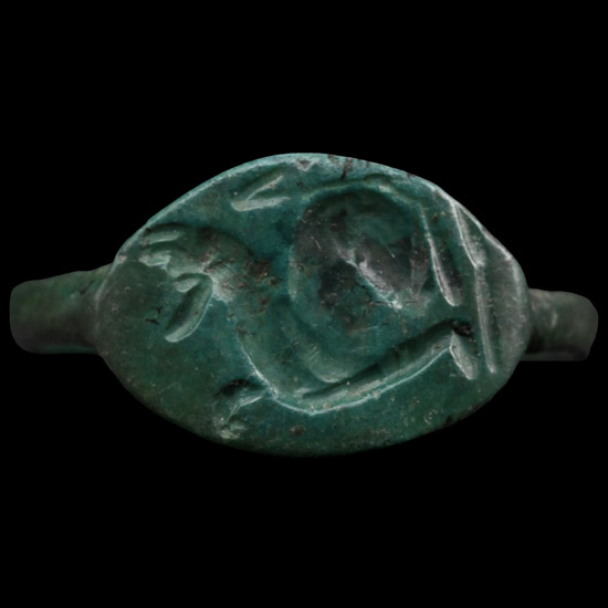 Greek Bronze Ring with Dog