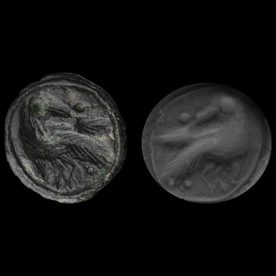 Byzantine Bronze Seal Matrix with Bird