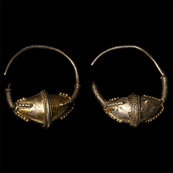 Byzantine Silver-Gilt Earring Pair
