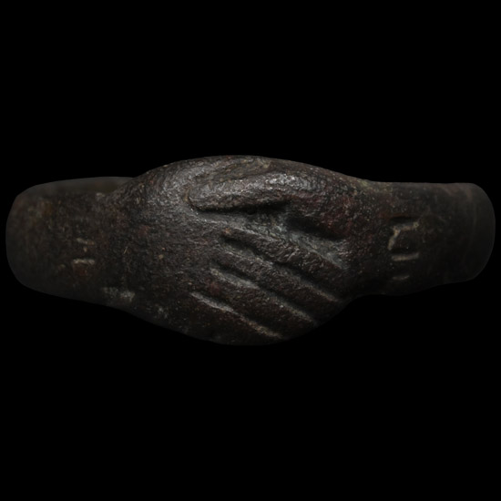 Tudor Bronze Ring with Clasped Hands