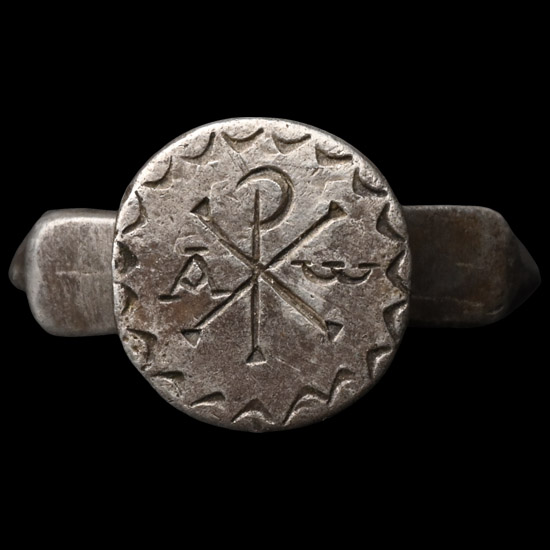 Medieval Silver Ring with Chi Rho