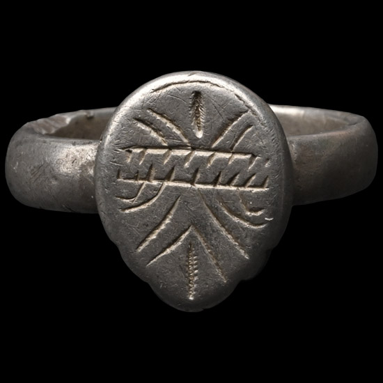 Medieval Silver Ring with Shield Design