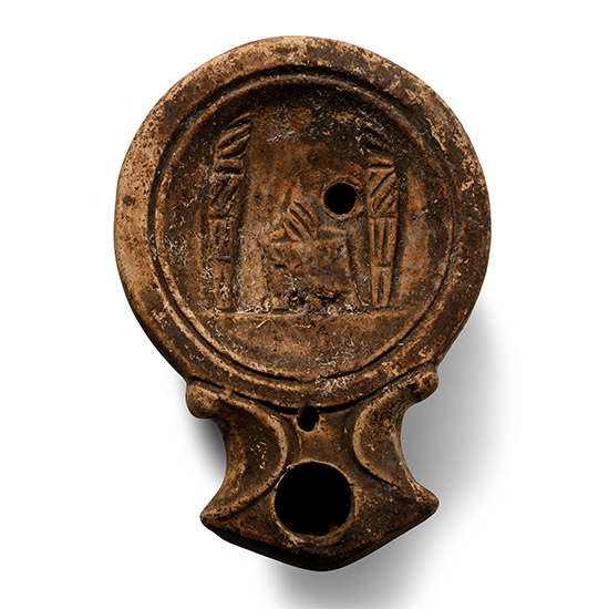 Roman Terracotta Oil Lamp with Fire Altar