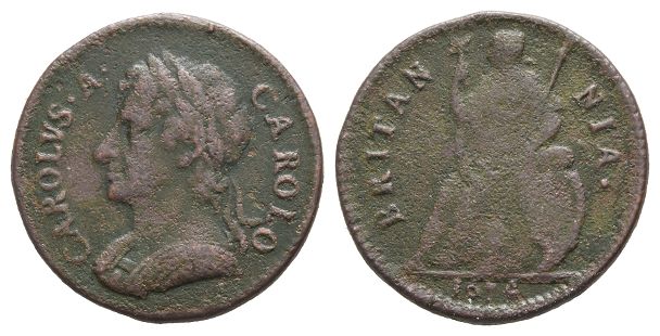 Great Britain. Stuart, Charles II CU Farthing.