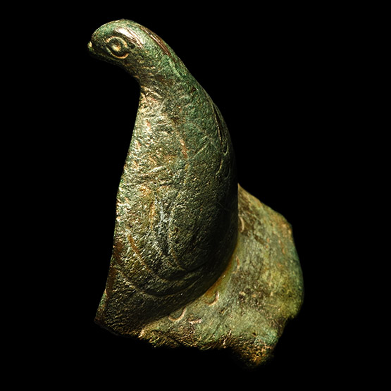 Anglo-Saxon Bronze Bowl Mount in the Shape of a Bird