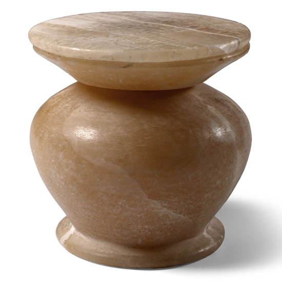 Egyptian Travertine Kohl Jar and Lid