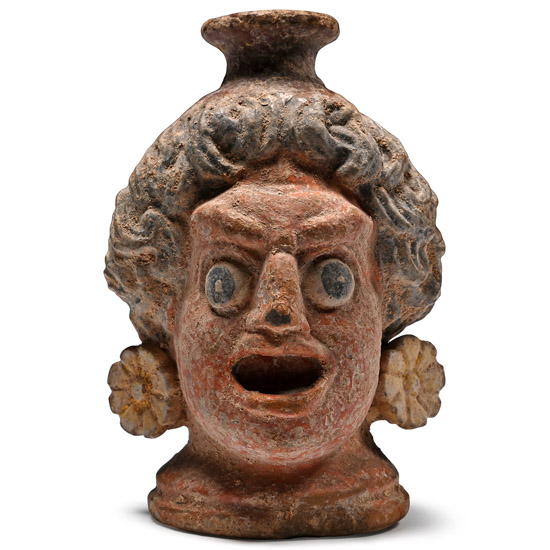 Greek Terracotta Head of an Actor Vase
