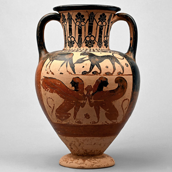 Greek Terracotta Amphora Attributed to the Phineus Painter