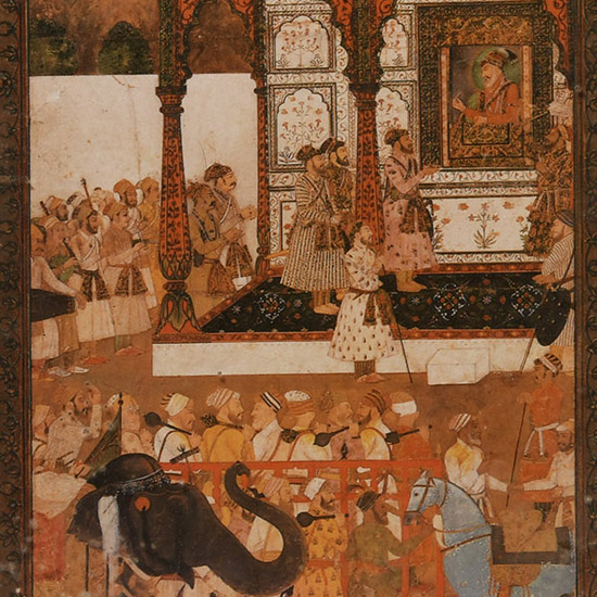 Indian Framed Print with Royal Offering Scene