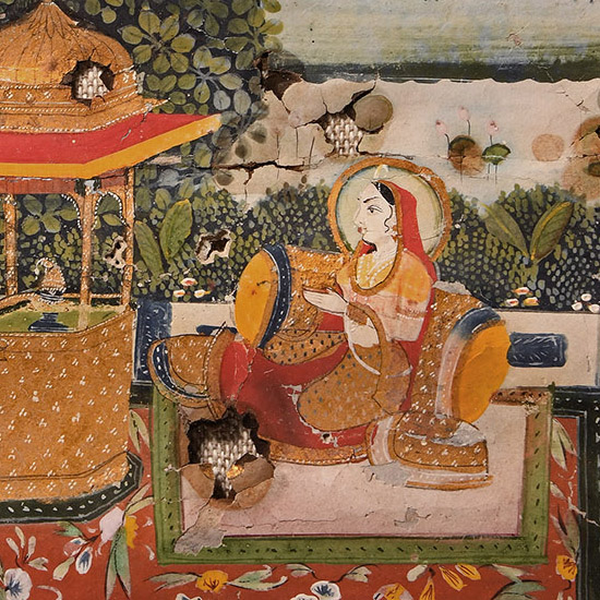 Framed Indian Watercolour Manuscript Leaf
