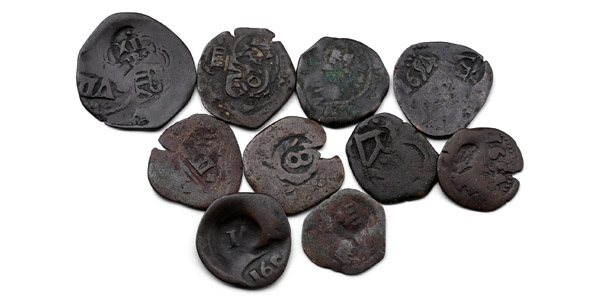 Group of Ten [10] Spanish Counter-Stamped Coins.