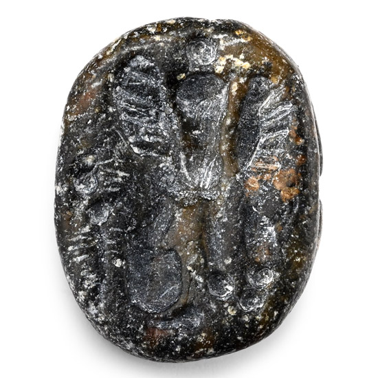 Neo-Babylonian Stone Scaraboid with Winged Beast