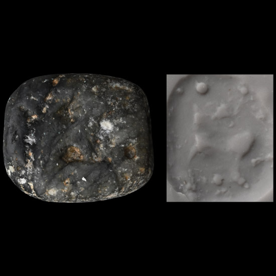 Western Asiatic Black Stone Stamp Seal with Horseman