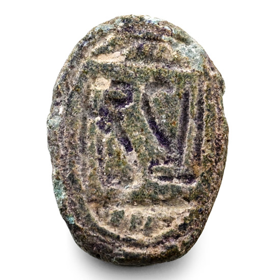Phoenician Faience Scaraboid with Patterns
