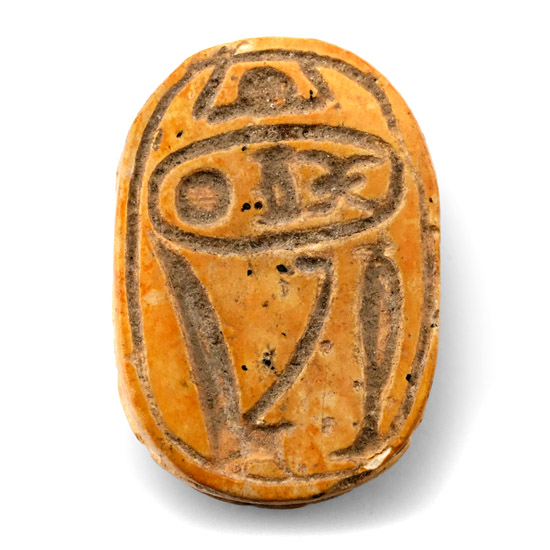 Egyptian Yellow Steatite Scarab with Cartouche