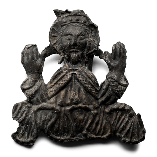 Medieval Pewter Pilgrims Badge of Christ with Raised Hands