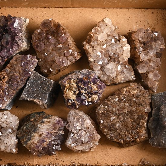 A Collection of Twelve [12] Large Amethyst Mineral Specimens